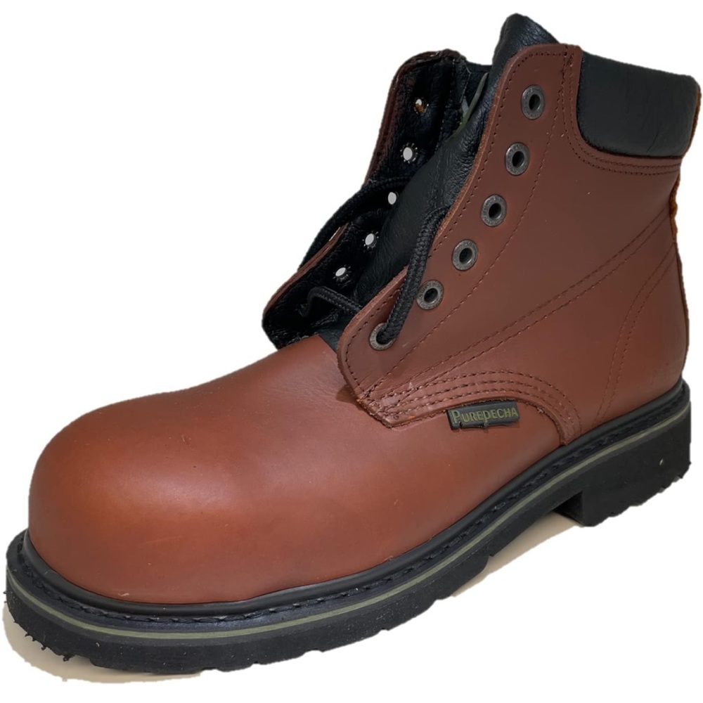 PUREPECHA Men's Leather Work Boot, With Or Without SteelToe 501 CarbonoNegra